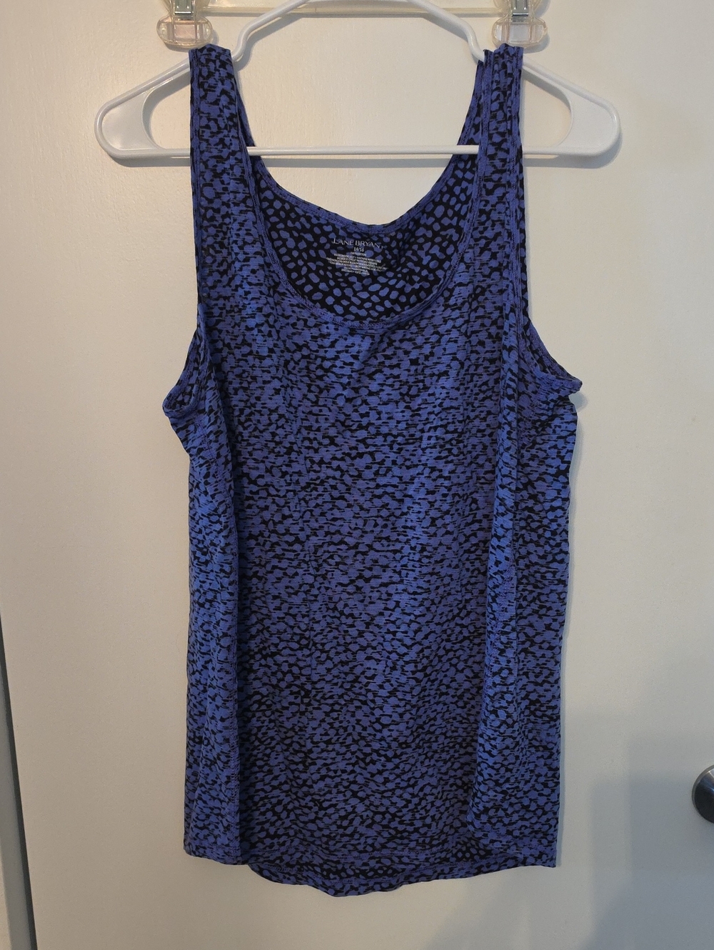 Lane Bryant Blue and Black Printed Scoop Neck Tank